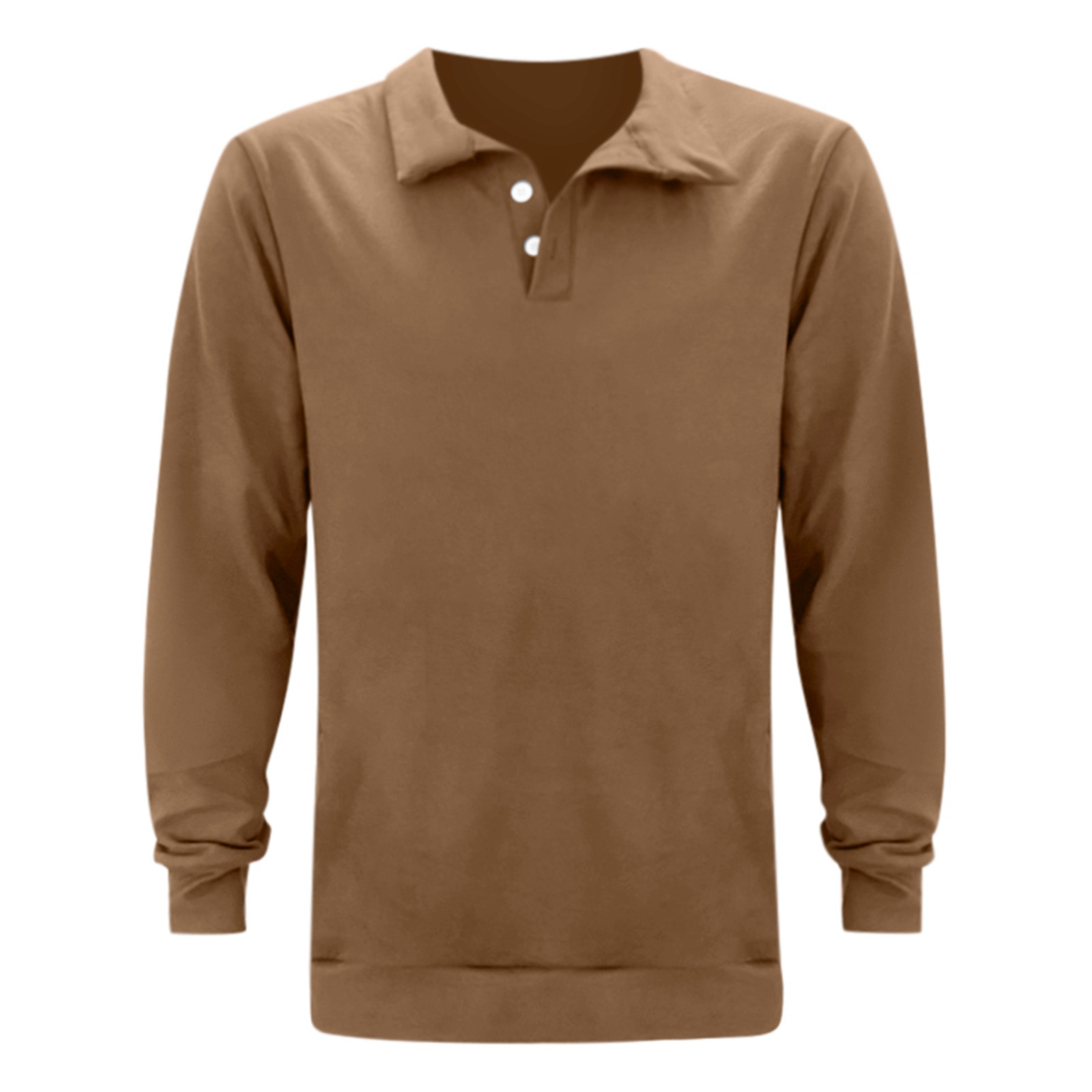 thumbnail image 2 of Camisa informal de manga larga con botones y color liso para hombre: diseño con solapa, material de poliéster, adecuada para el trabajo y la oficina, tallas S-XXXL., 2 of 7